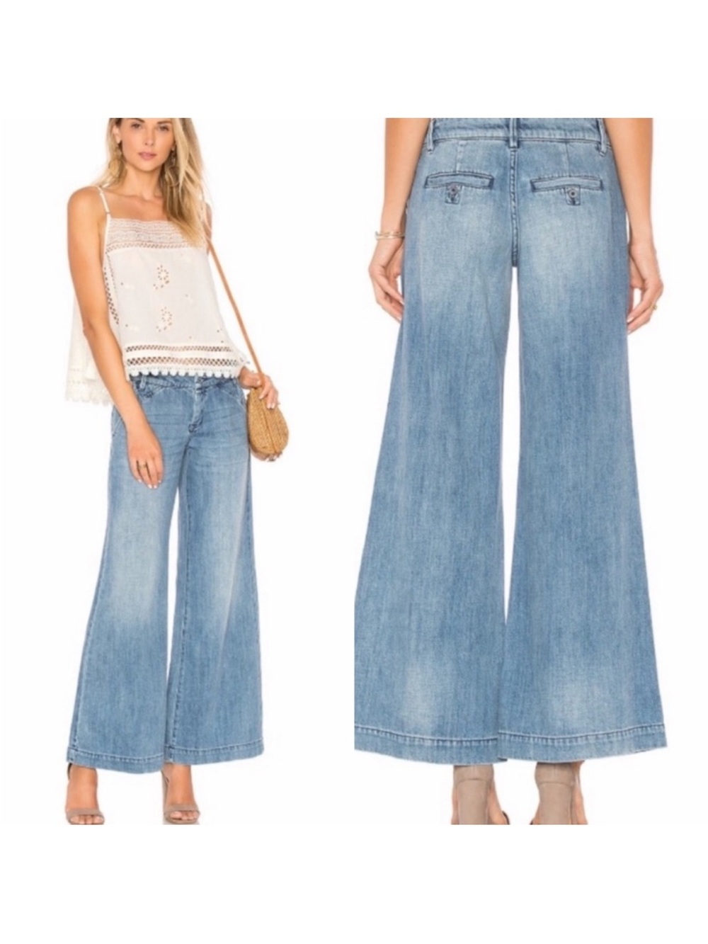 We‎ The Free Sydney Wide Leg Jeans Denim Trousers Size 28 (32x30) Button Fly Y2K